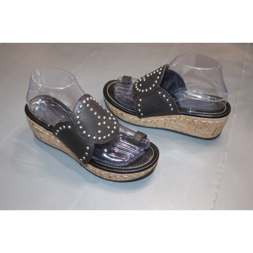 Donald J Pliner Sheba Sandals Womens‎ 8 Dark Brown Leather Studded Cork Platform